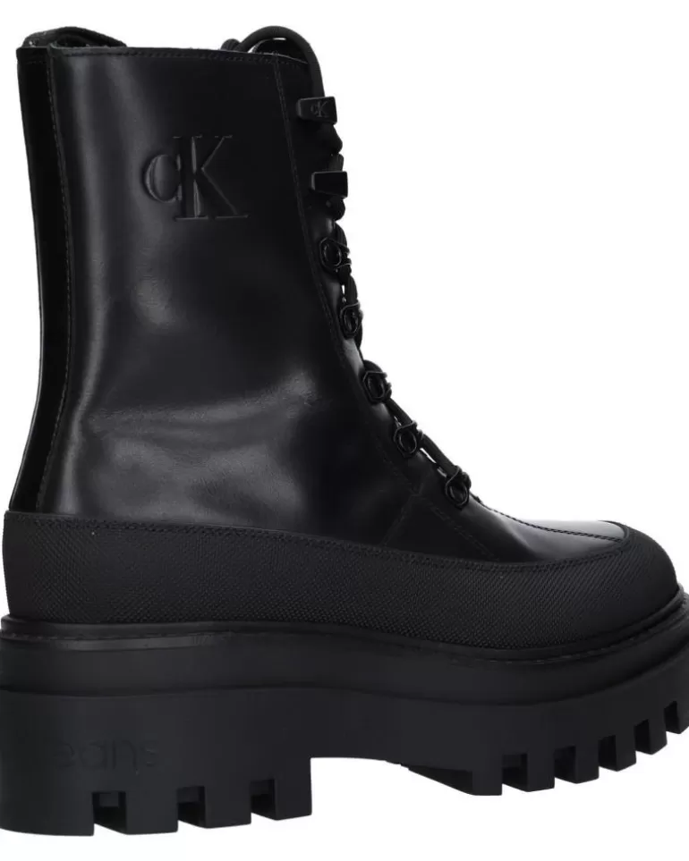CALVIN KLEIN Botas De Mujer Yw0Yw01110 Flatform Lace Up Boot 0Gt Triple Black Discount
