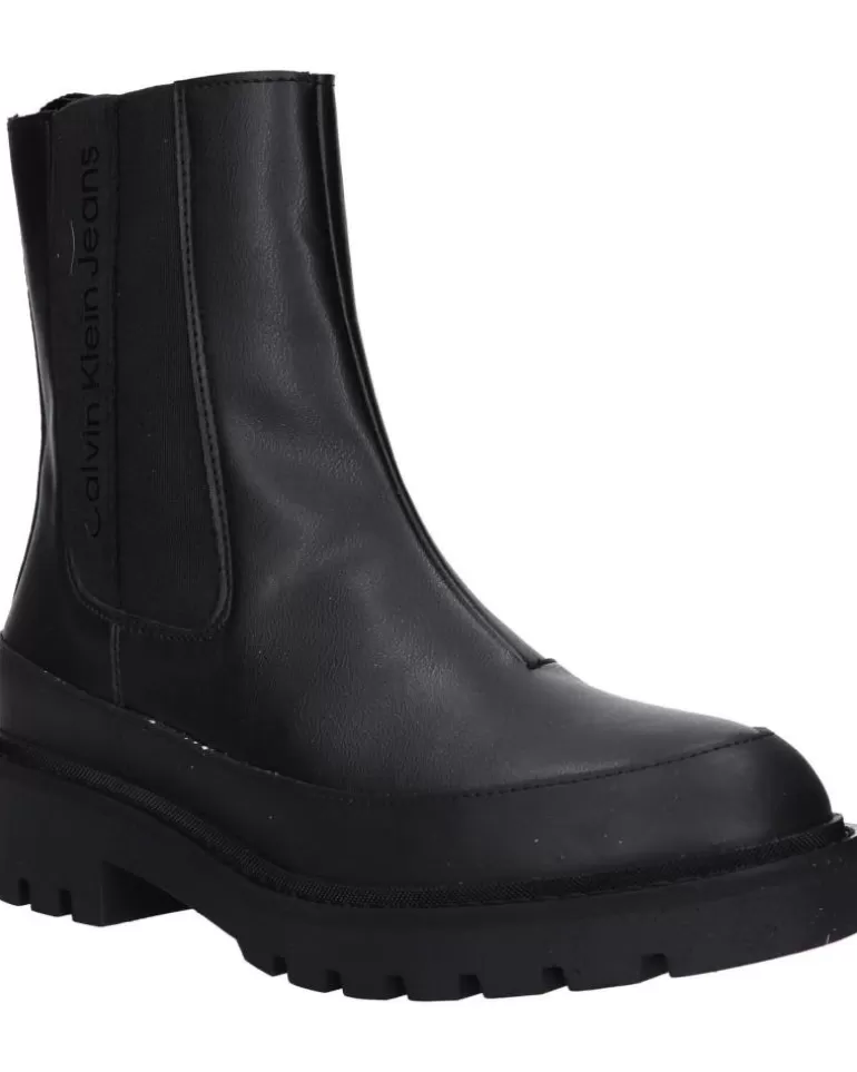 CALVIN KLEIN Botas De Mujer Yw0Yw01254 Combat Mid Chelsea Boot 0Gt Triple Black Cheap
