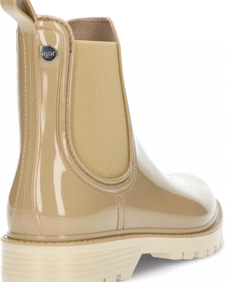 IGOR Botas De Agua De Mujer Botin De Agua Trak Brillo Mc W10267 Beige Fashion