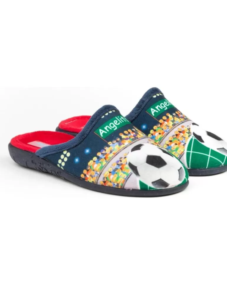 ANGELITOS Calzado De Casa De Mujer Y Niño Pantufla Futbol 135 Marino Cheap