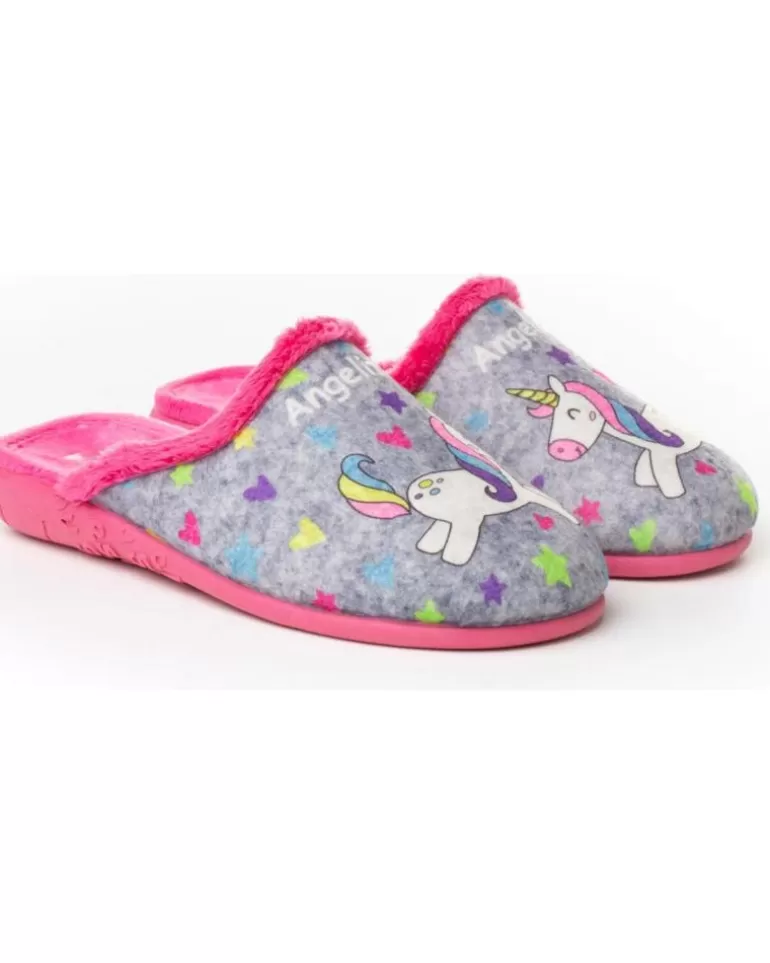 ANGELITOS Calzado De Casa De Niña Pantufla Unicornio 134 Gris Outlet