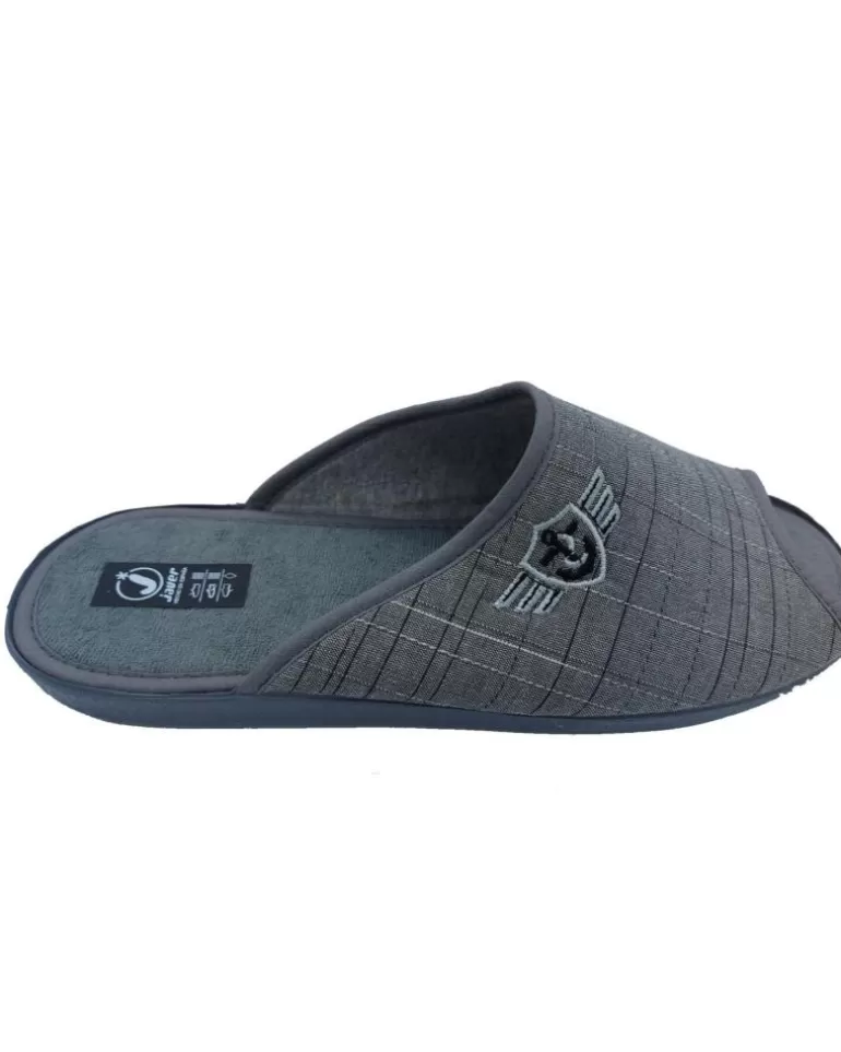 JAVER Calzado De Casa De Hombre Zapatilla Casa Abierta Gris New