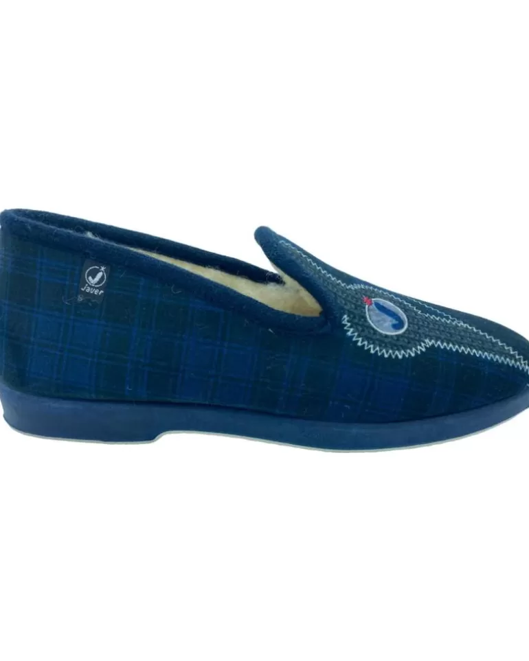 JAVER Calzado De Casa De Hombre Zapatilla Casa Cerrada Lana Azul Hot