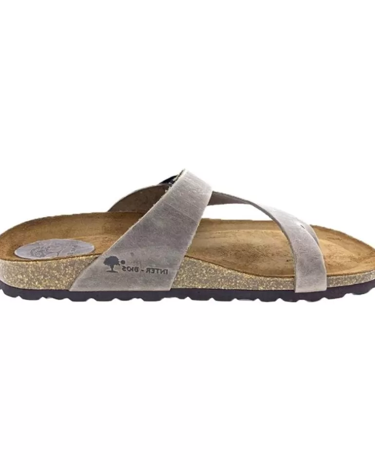 INTERBIOS Chanclas De Hombre Inter-Bios 9511 Sandalia Piel Bio Hombre Pardo New