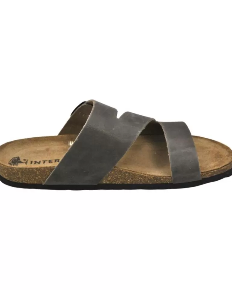 INTERBIOS Chanclas De Hombre Inter-Bios - Sandalias De Piel Bio Para Hombre Cierre De Pardo Store