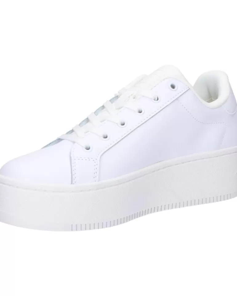 TOMMY HILFIGER De Mujer En0En02426 Tjw Flatform Ess Ybr White New