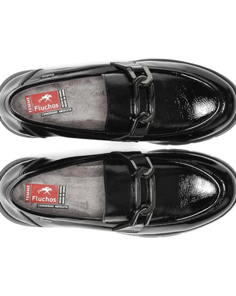 FLUCHOS Mocasines De Mujer Zapatos En Color Para Negro New