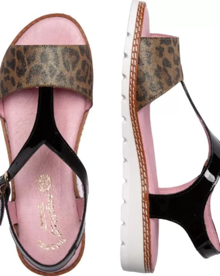 ANGELITOS Sandalias De Mujer Y Niña Sandalia H Leopardo Ang625 Negro Cheap
