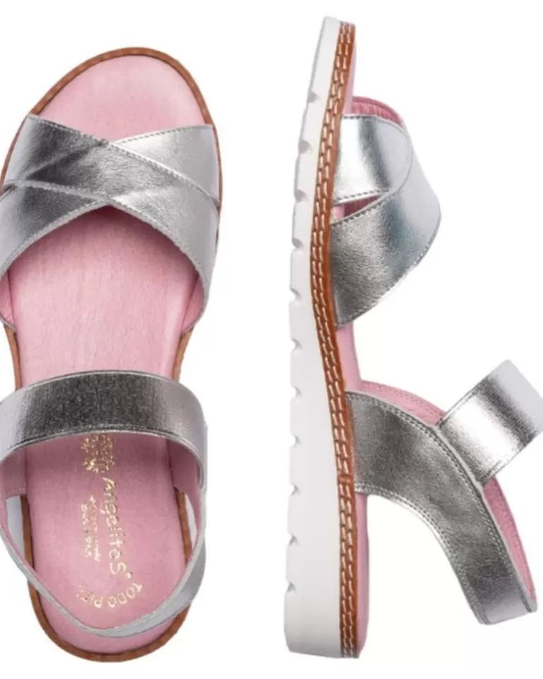 ANGELITOS Sandalias De Mujer Y Niña Sandalia H Leopardo Ang626 Plata New