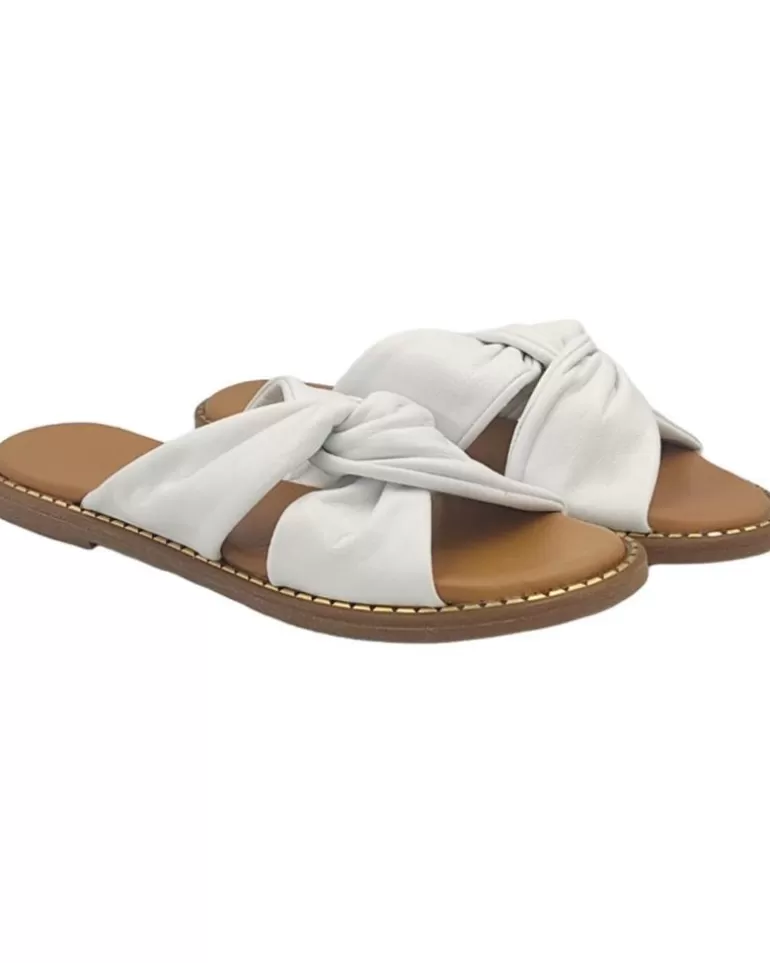 EPOCHE XI Sandalias De Mujer Sandalia Plana Cruzada 704 Blanco Fashion