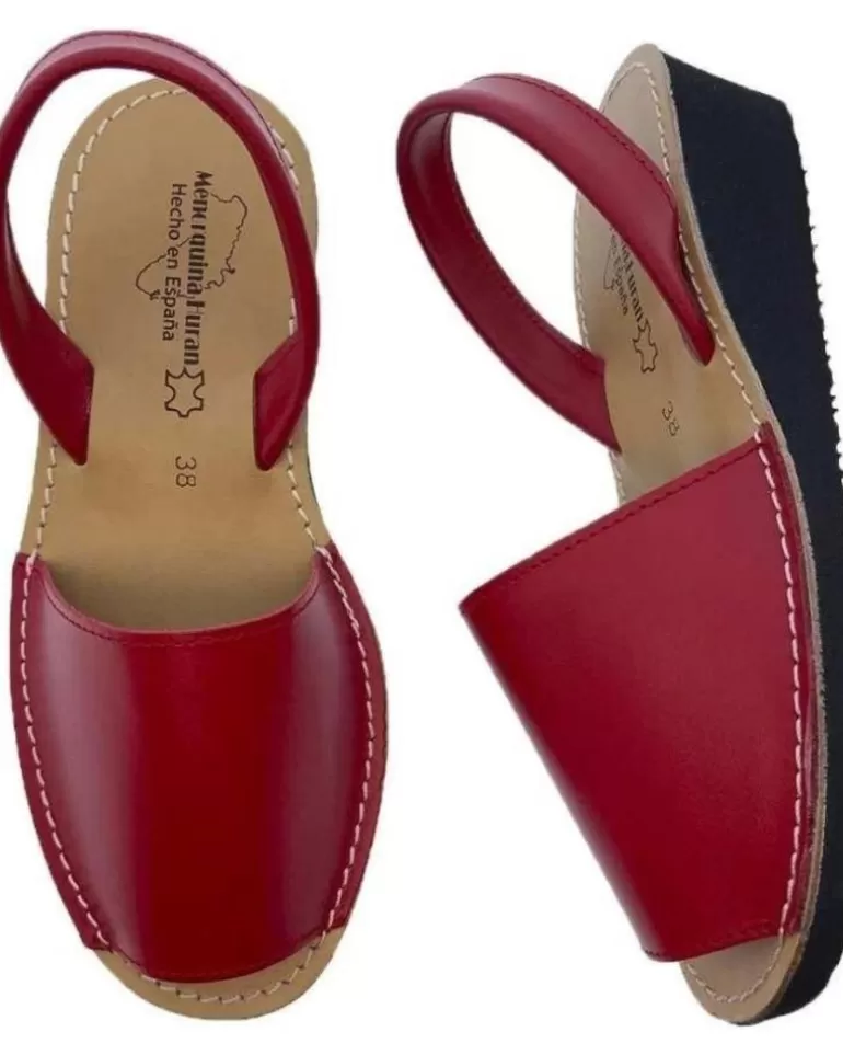 OTRAS MARCAS Sandalias De Mujer Menorquina Cua Piel Rojo New