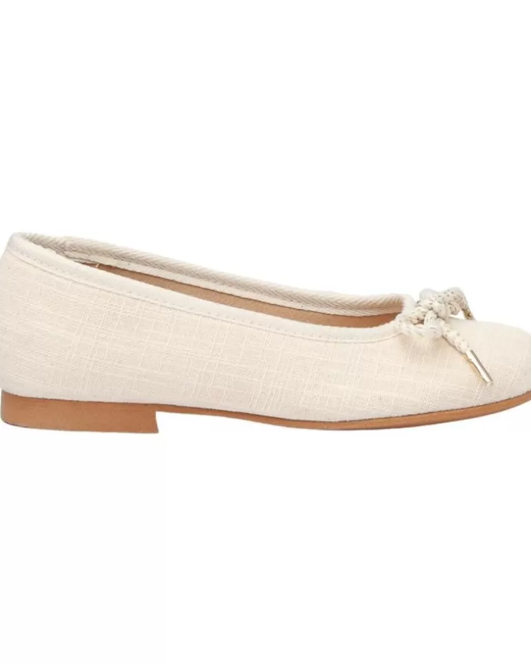 ANGELITOS Zapatos De Niña Bailarina Ceremonia Piel 1568 Beige New