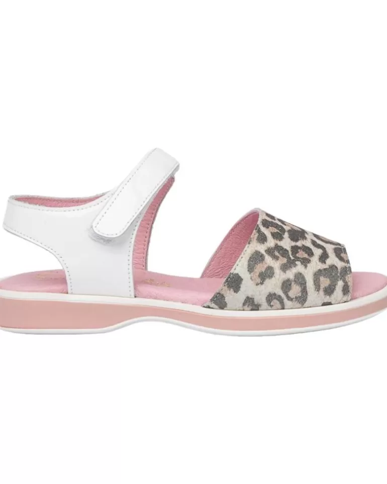 ANGELITOS Zapatos De Niña Sandalia Leopardo Ang577 Blanco Fashion