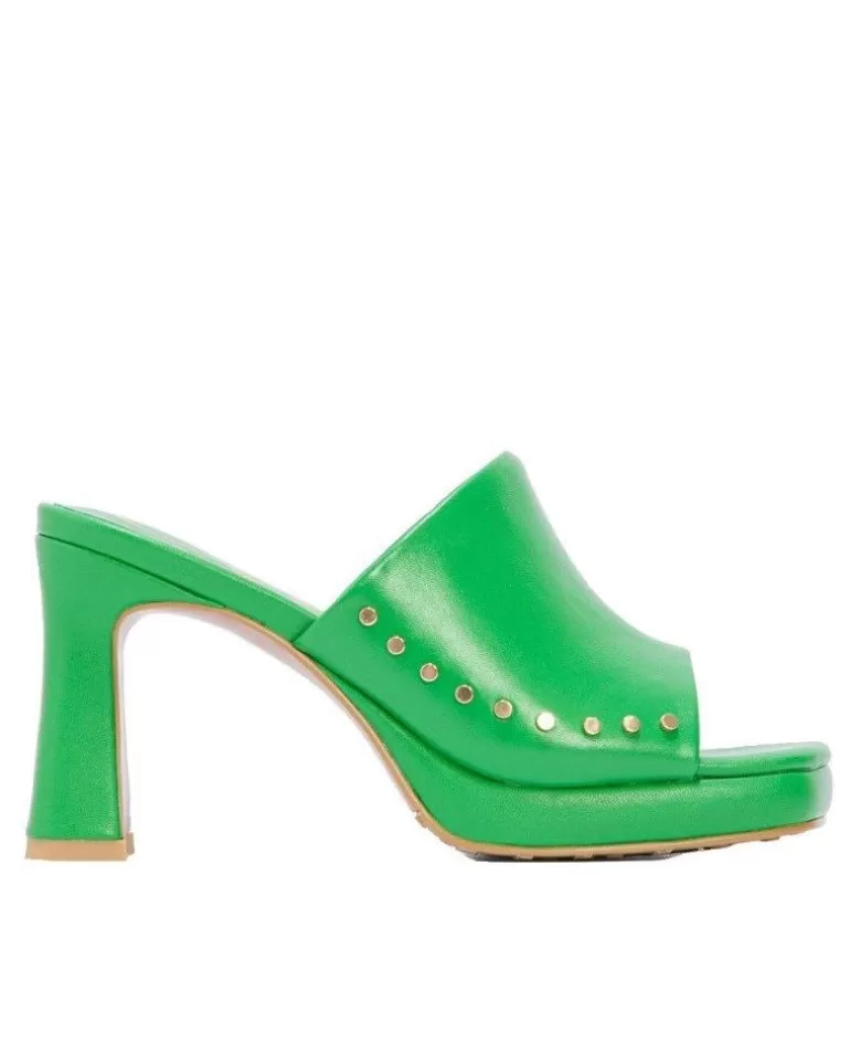 CUPLE Zapatos De Tacón De Mujer Zueco Tachas 107105-001 Verde Clearance
