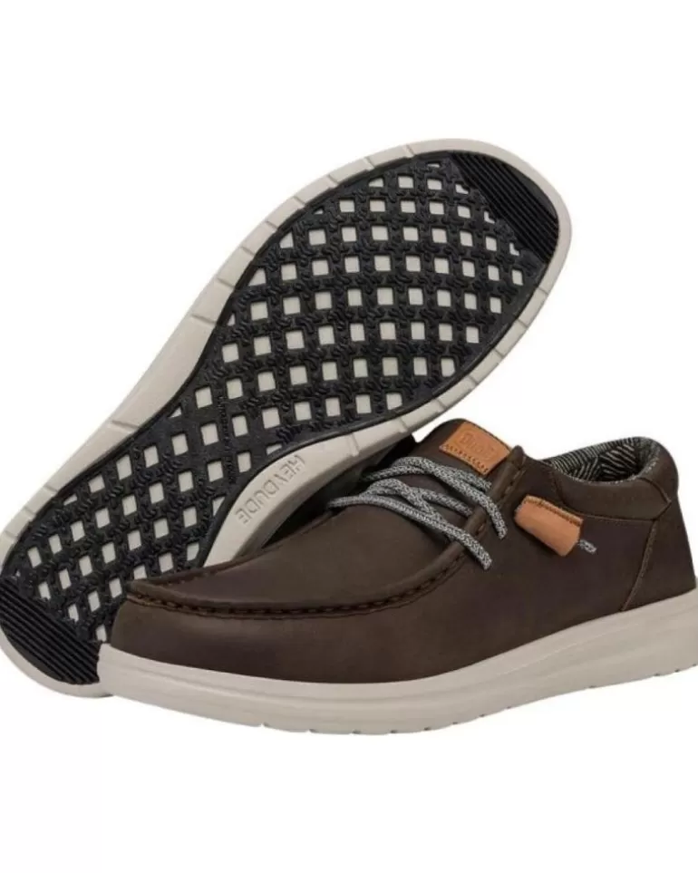 HEY DUDE Zapatos De Hombre Hd40175-030 Wally Grip Craft Leather Grey Best Sale