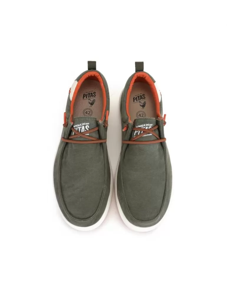 WALK IN PITAS Zapatos De Hombre Wallaby Coast Suela Blanca Kaki Sale